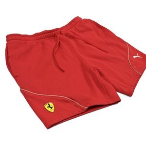 Puma Ferrari Race  Men's Red Fleece Sweat Shorts Size XL Soft Lounge Workout